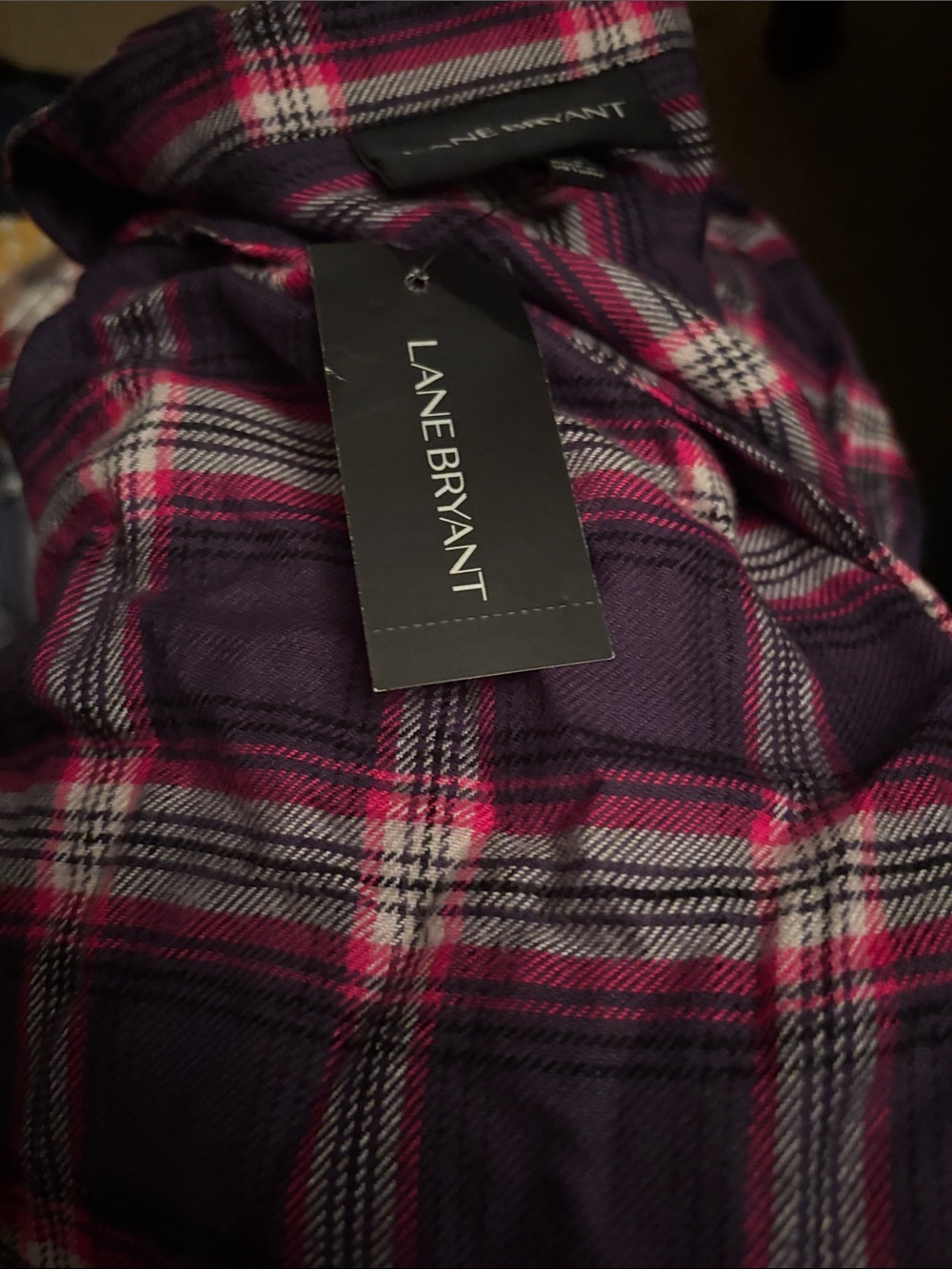 Lane Bryant Purple and Pink Plaid Shirt